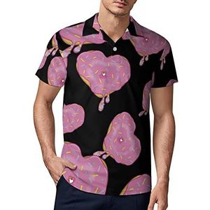 Donut Heart Golf Polo-Shirt voor heren, zomer, korte mouwen, casual, sneldrogend, 4XL
