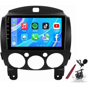 Android 14 Autoradio Sat Navi voor M-azda 2 Demio (2007-2014) 9 Inch Touchscreen Multimedia Speler met Draadloze Carplay GPS Navigatie FM RDS Bluetooth 5G-WiFi SWC DSP,M100s