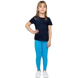 looksy Meisjes Katoenen Leggings Enkellang Zachte en Ademende Broek voor Kinderen Perfect voor School Dans Sport en Dagelijks Gebruik Verkrijgbaar in Klassieke en Heldere Kleuren, Turkoois, 134 cm