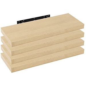 WOLTU RG9318kei-4 Wandplank, boekenplank, planken, voor decoratieve wandplanken van MDF-hout, set van 4 hangplanken, geel eiken, 80 x 23 x 3,8 cm