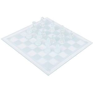 Syrisora ​​25x25cm Dull Polish Glass Crystal International Chess 1 Dambord en 32 Schaakstuk