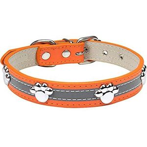 Lederen halsband Verstelbare PU-klinknagels Kleine middelgrote honden Kattenband Kraag Klinknagels Huisdierketting Accessoires-Oranje, XXL