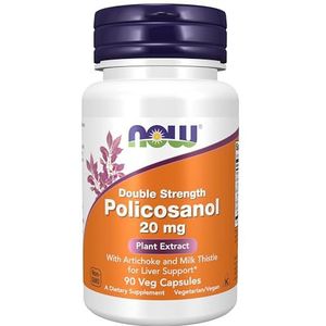 Now Foods, Policosanol, 20 mg (dubbele sterkte), 90 veganistische capsules, glutenvrij.