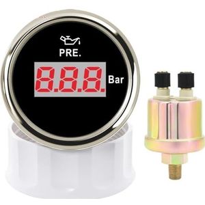 Digitale 0-5 bar, 0-10 oliemeter met sensor 1/8 NPT rode achtergrondverlichting 52 mm oliedrukmeter indicator auto boot(BS 0-10Bar)