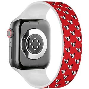 Solo Loop band compatibel met alle series Apple Watch 42/44/45/49mm (Franse Bulldog 5) rekbare siliconen band band accessoire, Siliconen, Geen edelsteen