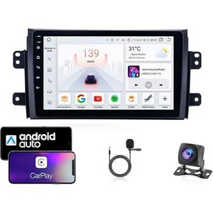 9 Inch Autoradio Compatibel voor Suzuki SX4 2006-2013 met GPS Navigatie CarPlay Android Auto Acht-Core 4G Bluetooth WiFi MirrorLink Stuurwiel Afstandsbediening(T6 8 Core 4G+Wifi 8G+128G)