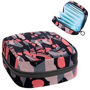 Poncho Stijl Print Periode Tas voor Tiener Meisjes Vrouwen Dame, Maandverband Opbergtas met Rits Nylon Draagbare Opslag Menstruatie Pad Tas