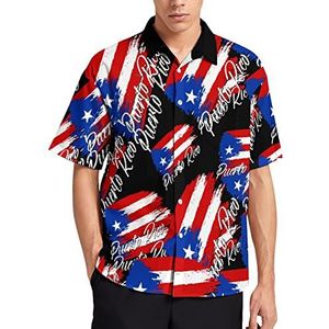 Vintage Puerto Rico vlag Hawaiiaanse shirt voor mannen zomer strand casual korte mouw button down shirts met zak
