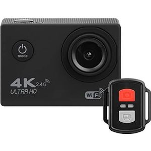 Actiecamera, Ultra HD 4K Action Camera WiFi Afstandsbediening Sport Video Recording Camera DV DVR 170D 30M Ga waterdichte pro mini-helmcamera(Nero)