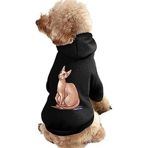 Leuke Sphynx kattenprint huisdier hoodie sweatshirt warme puppy trui winterjas voor kleine middelgrote grote honden katten