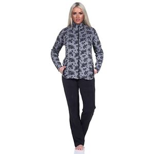 Normann Prachtig badstof-huispak voor dames, tweedelig in bloemenlook, antraciet, 36-38