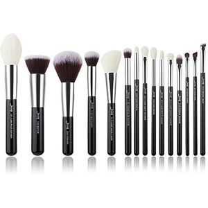 Bswefty Make-up borstels set zwart/zilver professioneel met natuurlijke haarfoundation poeder oogschaduw make-up borstel blush 6 stuks - 20 stuks (handvat kleur: T180 (15 stuks)