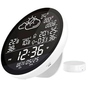 Tuya weerstation tafelklok multifunctionele thermometer hygrometer buitentemperatuurtester weersvoorspelling,Nauwkeurig voorspellen(Type B 1 Sensor)