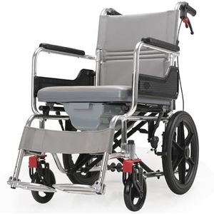 Lichtgewicht opvouwbare handmatige rolstoel met commode, zelfrijdende rolstoel met dubbele rem, draagbare reisrolstoel van aluminiumlegering voor ouderen en gehandicapten,A,16in
