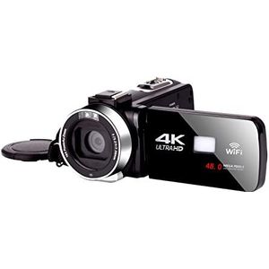 4K videocamera 4 8MP 18X Digitale zoomcamera's for Vlog-opname Vlogging Camera 3.0Inch 270 graden Flip Screen Camcorder (Size : 128G SD Card, Color : White)