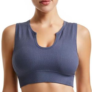 Sportbeha's voor vrouwen, yogashirt, sneldrogende sportbeha's, crop top voor hardlopen en fitness, sportbeha-ondergoed,Dark blue,M