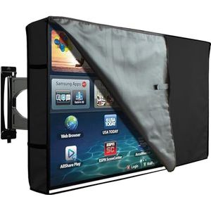 UIILO TV-hoes Voor Buiten Flatscreen-beschermhoes Stofdicht Waterbestendig Ingebouwde Zak voor Afstandsbediening Zwart (Color : Black, Size : 60-65"")