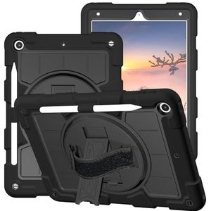 Tabletbescherming Hybride Heavy Duty schokbestendige beschermhoes Compatible with het hele lichaam, compatibel met iPad 10.2 hoes, compatibel met iPad 7/voor iPad 8/9, met schouderriem/360° draaibare
