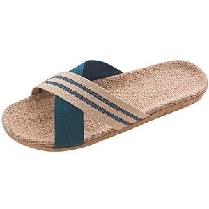 WEOKMN Unisex slippers, zomer casual waterdichte antislip open teen platte instapslippers, strandvakantie slider sandalen binnen buiten badkamer douche pantoffel (Color : Blue)