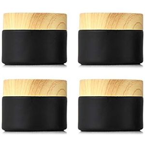 4 Pack 30 Gram Black Frosted Glass Cream Jar,Lege Sample Makeup Cosmetics Container Jar Pot Met Seal Inner Liner voor Gezichtscrème, Lotion, Oogschaduw GRATIS 4 Plastic Pick Stick