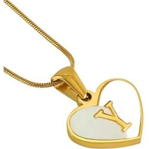 Eenvoudige titanium stalen schelp Engelse letter ketting for dames 18K mode liefde hanger sleutelbeenketting(Style:Y)
