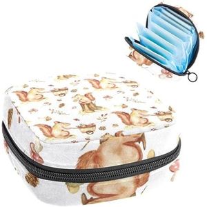 Opbergtas voor maandverband, menstruatiekit tas voor school, menstruatiecup zakje, maandverband organizer, eekhoorn duwwagen met moeren