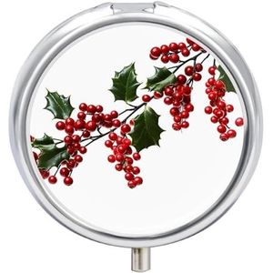 Hulst Berry Takken Pillendoos Pillencontainer Houder 3 Compartiment Metalen Pil Organizer Travel Medicine Organizer Draagbare Pillendoos voor Pocket om Pillen Vitamine vast te houden