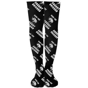 SAVE THE CHUBBY UNICORN Knie Hoge Sokken Print Lange Kousen Tube Sokken Over de Knie Sokken Casual Strakke Hoge Kousen Boot 53cm