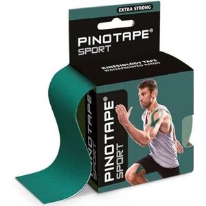 Pinotape Sport Kinesiologie tape, 5 meter x 5 cm, waterdichte kinesiotape, extra sterk, hoogwaardige, elastische therapieband voor sport en therapie, groen/donkergroen (1)