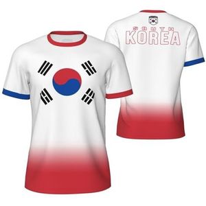 Sport Mesh T-Shirt Zuid-Korea Vlag voor Running Bike Voetbal Tennis Voetbal Fitness Tees 3D Gedrukt, Meerkleurig, 3XL