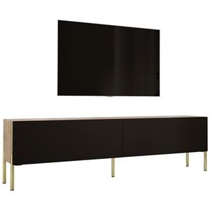 3E 3xE living.com Tv-kast in Wotan eiken/zwart mat met poten in goud, A: B: 170 cm, H: 52 cm, D: 32 cm. TV-meubel, tv-tafel, tv-bank