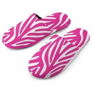 Roze Zebra Print Volledige Print Vrouwen Slippers Warme Anti-Slip Rubber Zool Huis Schoenen Voor Indoor Hotel