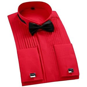 Heren Normaal Slank Overhemd, Strikje Formeel Bruiloft Smoking Overhemd Comfortabel Elastiek voor Kantoor voor Heren (38)