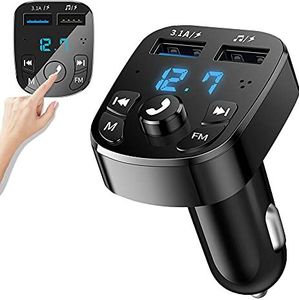 Bluetooth FM-zender voor auto, MP3-speler, 5.0-zender, draadloos, handsfree, 2 USB-poorten, draadloze radio-adapter, dubbele zender, compatibel met USB-SD-kaart