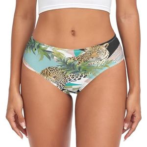 sawoinoa Dieren luipaard jungle palmblad onderbroek dames medium taille slip vrouwen comfortabel elastisch sexy ondergoed bikini broekje, Mode Pop, XXL