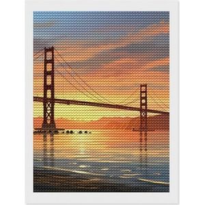 Golden Gate Bridge San Francisco Califonia Diamond Painting Kits Volledige Boor Diamant Schilderij Foto Diamond Art voor Volwassenen Thuis Wanddecoratie 30,5 cm x 40,6 cm