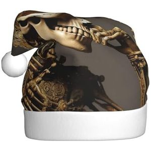 SSIMOO Interessante skelet pluche kerstmuts voor volwassenen, feestelijke feesthoed, ideaal feestaccessoire voor bijeenkomsten