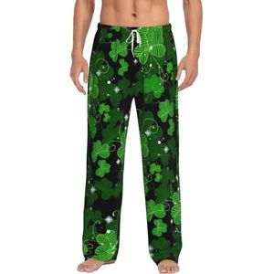 St Patricks Day Leaves Heren Lange Lounge Wear Broek Nachtkleding Pyjama Bottoms Nachtkleding Nachtkleding Met Zakken En Trekkoord, Wit, S