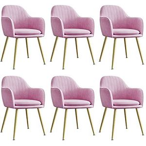 GEIRONV Fluwelen Dining Chair Set van 6, for Woonkamer Slaapkamer Appartement Make-upstoel Met Metalen Benen Lounge Chair 47 × 44 × 83cm Eetstoelen (Color : Purple)