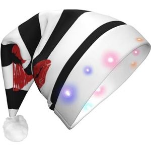OPSREY Lippen Gedrukt In Zwart-witte Strepen Gedrukt Kerst Hoed Volwassen Kerst Glitter Hoed Glow Christmas Hat