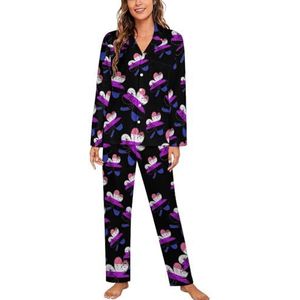 Genderfluid Shamrock Pride Flag Pyjama Sets met lange mouwen voor vrouwen Klassieke Nachtkleding Nachtkleding Zachte Pjs Lounge Sets