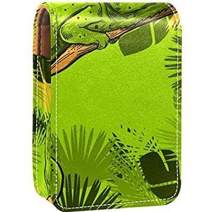 Make-up lippenstift hoesje voor buiten zwarte achtergrond met sterren draagbare lippenstift organizer met spiegel dames mini make-up tas neemt tot 3 lippenstift, Veelkleurig-4, 9.5x2x7 cm/3.7x0.8x2.7 in