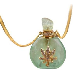 Natural Roses Amethyst Crystal Perfume Essential Pendant For Women Turquoises Lapis Healing Necklace Jewelry (Color : Green Fluorite)