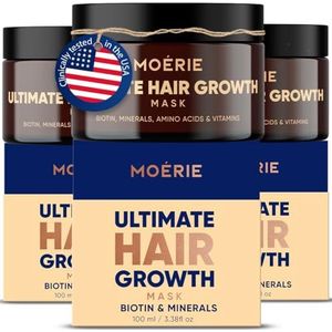Moerie Haargroei & reparatiemasker, herstellend, veganistische behandeling voor langer, dikker en voller haar, 100 ml, 3 stuks