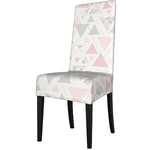 KemEng Roze grijs zilver geometrische driehoek marmer, stoelhoezen, stoelbeschermer, stretch eetkamerstoelhoes, stoelhoes voor stoelen