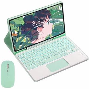 GUPENAA Toetsenbordhoes voor iPad Air 13-inch (M2) 2024, 7 Kleuren Achtergrondverlichting, Magnetisch Afneembaar Draadloos Bluetooth-Toetsenbord met Muis,Groen