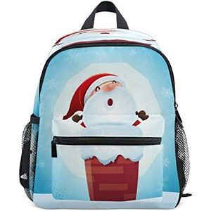 Blauwe schattige kerstman peuter kleuterschool rugzak boekentas mini schoudertas rugzak schooltas voor pre-K 1-6 jaar reizen jongens meisjes