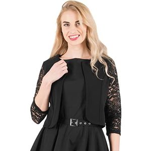 BlackButterfly Korter 3/4 Kant Mouw Open Bolero Avond Jasje Bloes (Zwart, XS)