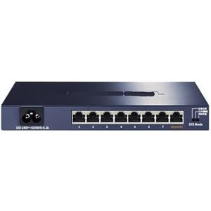 SOEWGAIJI 8-poorts Gigabit Ethernet-switch netwerkhub 1000BASE-T Internet Kraan VLAN Automatisch MDI/MDIX-netwerk klonen TL-SG1008 (Kleur: EU Adapter)
