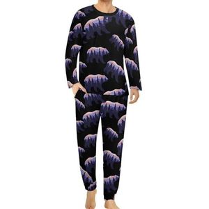Bear Roaming The Forrest pyjama voor heren, loungewear met lange mouwen, bovendeel en onderkant, 2-delig